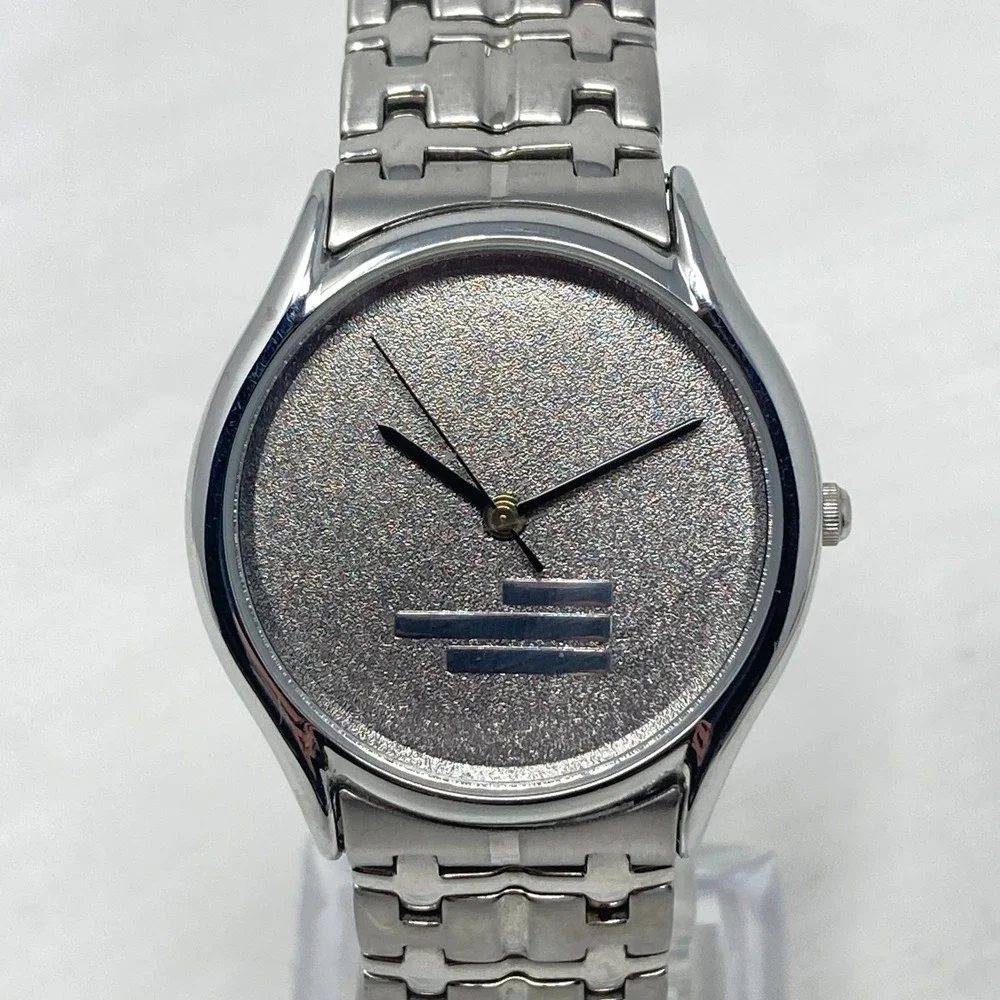 Vintage Montreux Watch Men Silver Tone 34mm Brushed Minimal New Battery 7.25